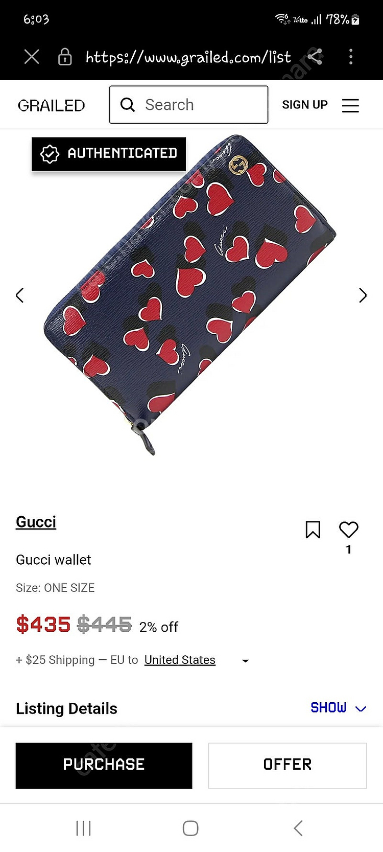 구찌 하트 장지갑 네이비--8