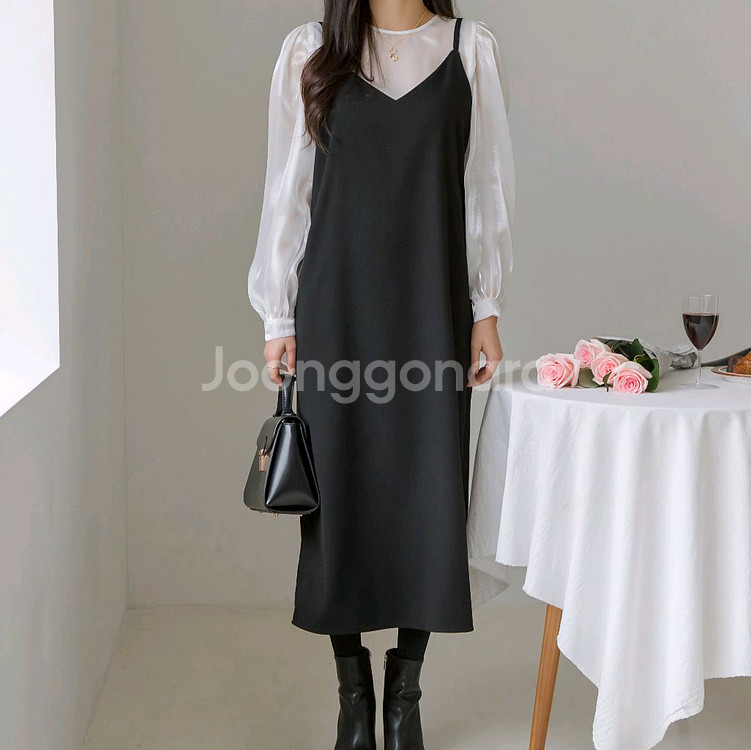 스웨이드 뷔스티에 롱원피스--3