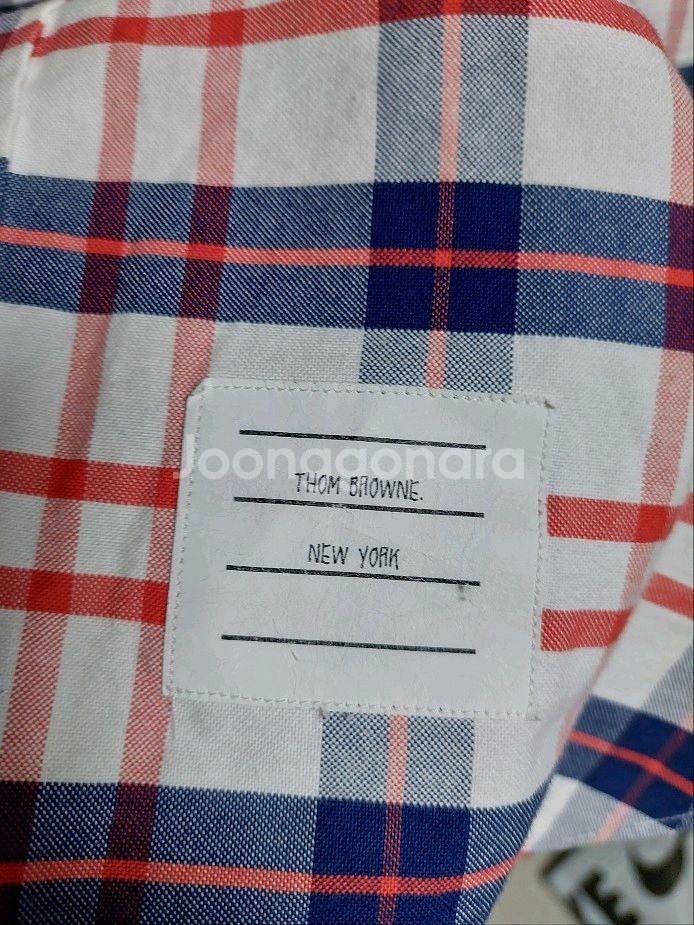 톰브라운 레드/네이비 체크 셔츠 3사이드--4