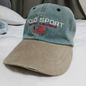 폴로 90s USA 스웨이드 데님 캡 모자 볼캡
