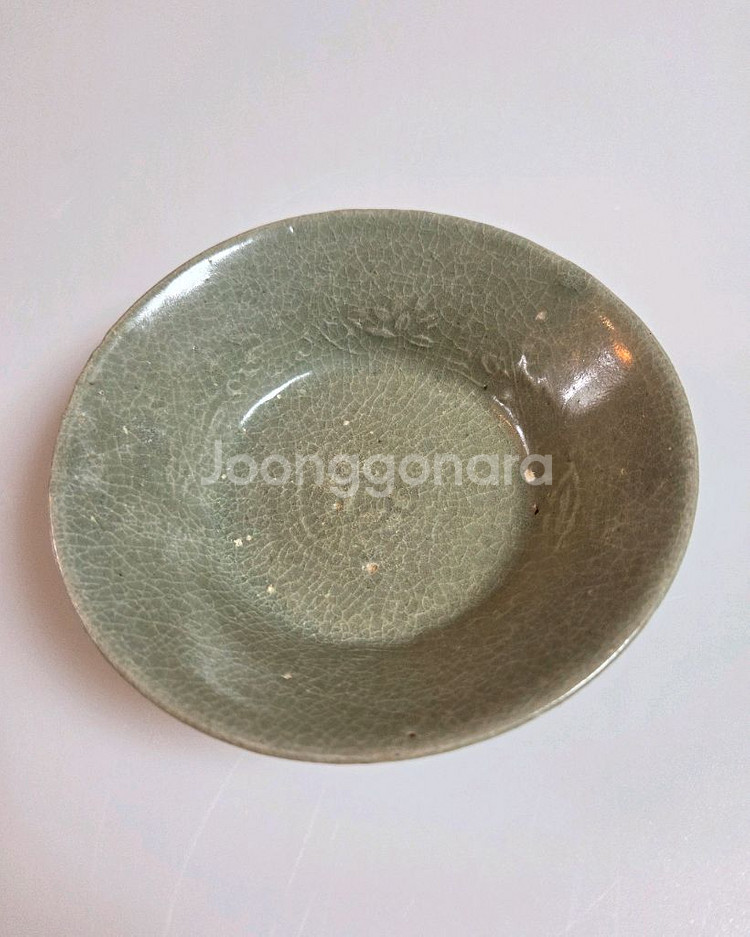 고미술품 고려청자 양각 화문 소다완 진품보증--1