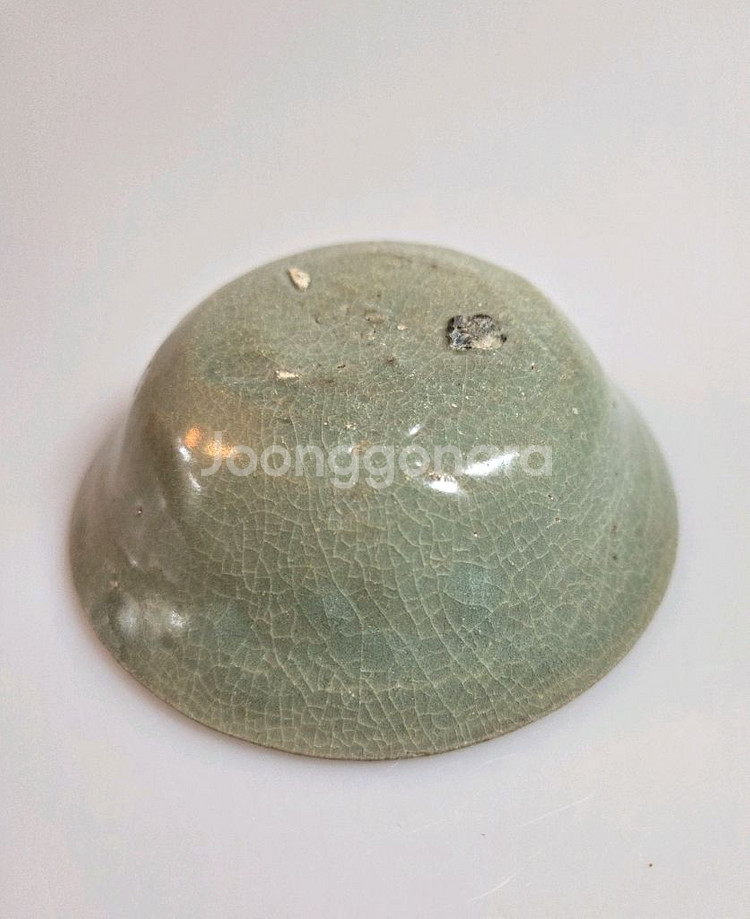 고미술품 고려청자 양각 화문 소다완 진품보증--2