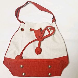 (새상품)통영 배색 손가방 버킷백 복조리가방