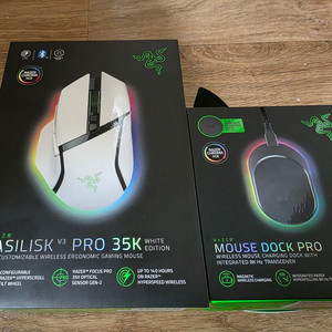 레이저 바실리스크 v3 pro 35k 화이트 + 독