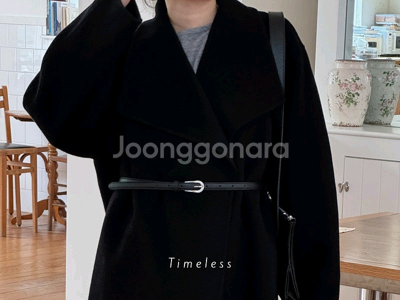 오케이플레이스 타임리스 블랙 캐시미어코트 okp--0