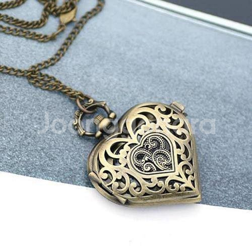 새 동색 하트 회중 시계 쥬얼리 기념 생일선물 기념품--0