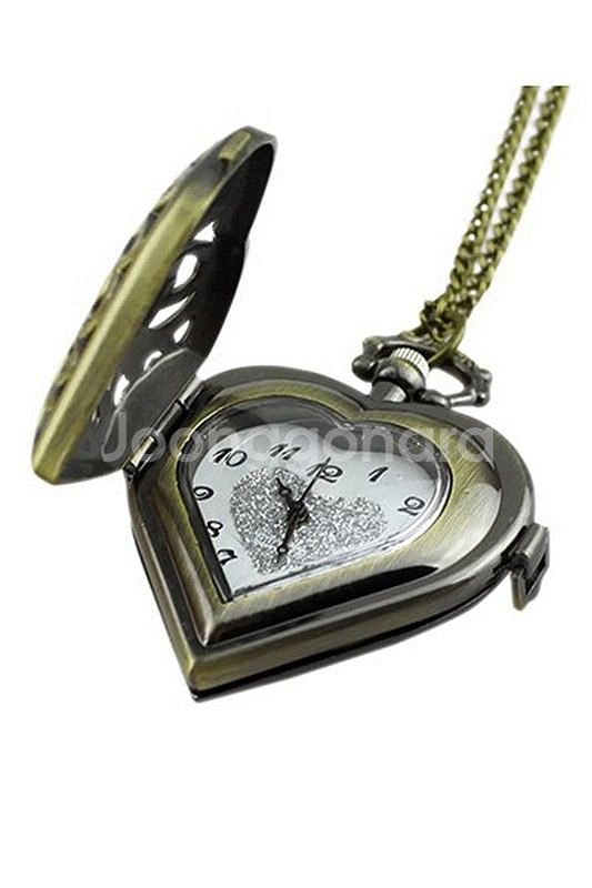 새 동색 하트 회중 시계 쥬얼리 기념 생일선물 기념품--6