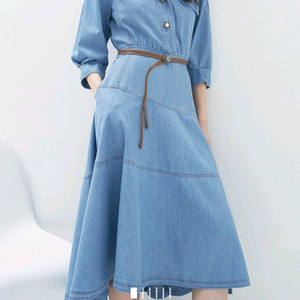 마인 벨티드 플레어 드레스 44 랑방 타임 더캐시미어