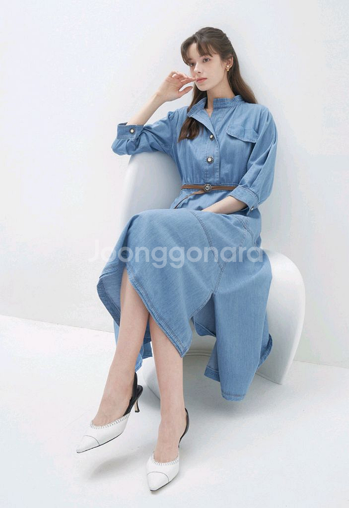 마인 벨티드 플레어 드레스 44 랑방 타임 더캐시미어--1