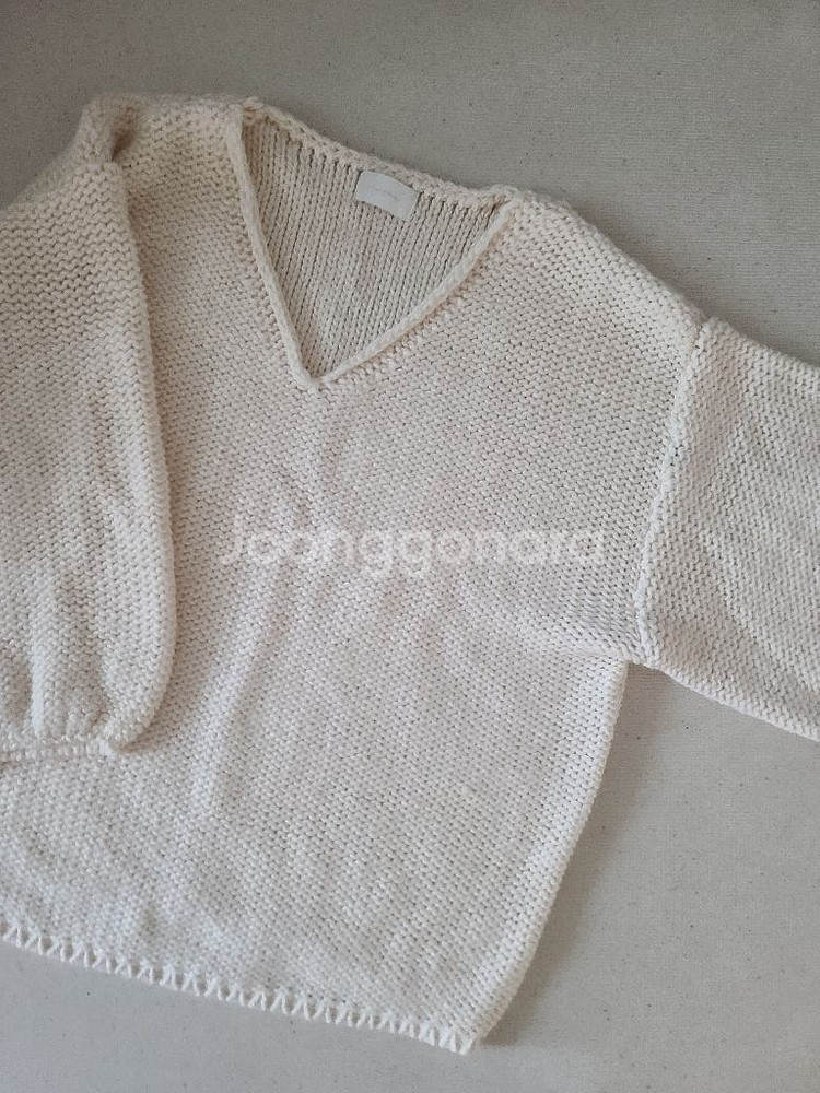츄니토리 오버핏 루즈핏 브이넥 니트 스웨터 아이보리--2
