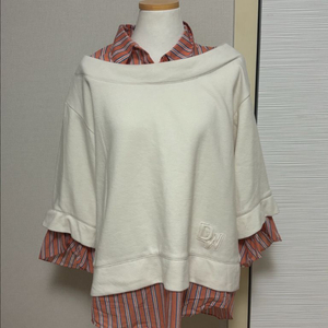 듀엘 셔츠 레이어드 보트넥 맨투맨