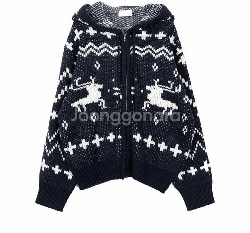 릿킴 노르딕 니트 후드집업 네이비--2