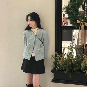 아카이브제이투유 윈터 울 더블 트위드자켓 미스티블루