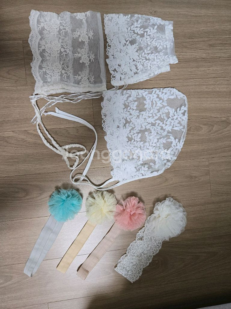 아기 보넷 및 레이스 헤어밴드 일괄--0