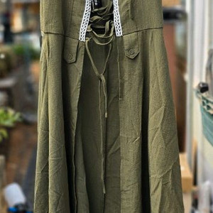 올리브 멜빵 롱 원피스 S 새상품
