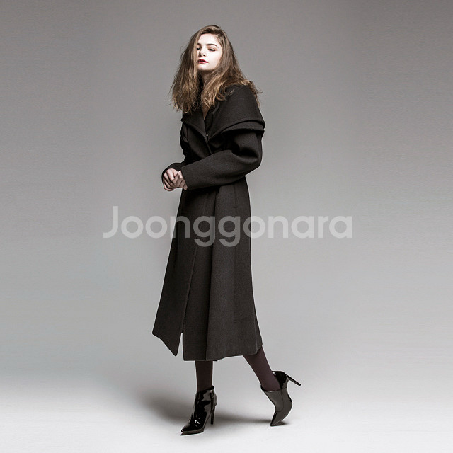 정가 120) Cahiers 까이에 와이드 숄 코트 겨--2