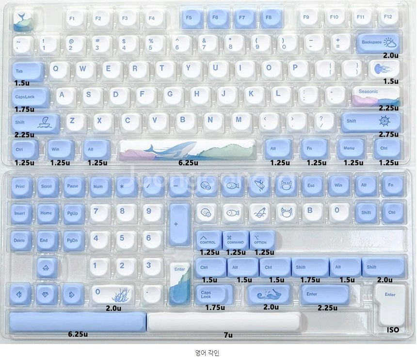 고래 MOA 키캡 PBT 염료승화 135키 하늘고래 독--5