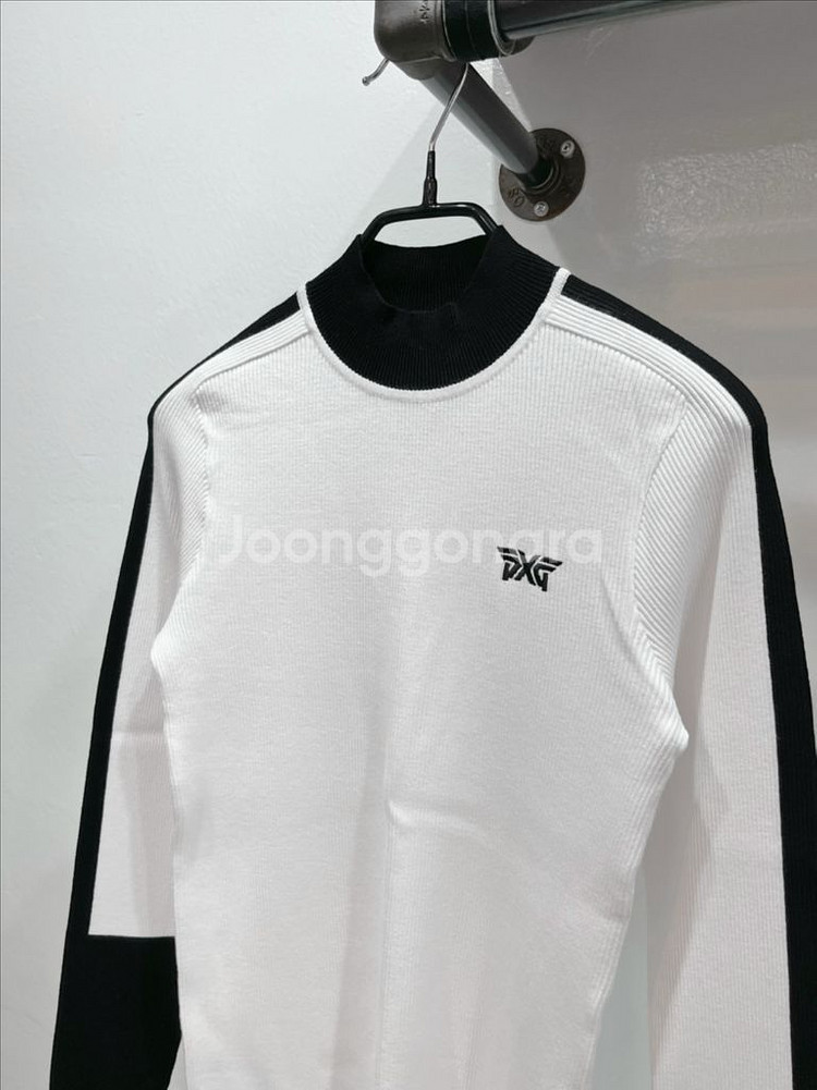 [미착용](55/s) pxg 화이트 골지 모크넥 니트--0