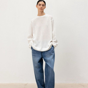 문달 Egg Crochet Knit in White M