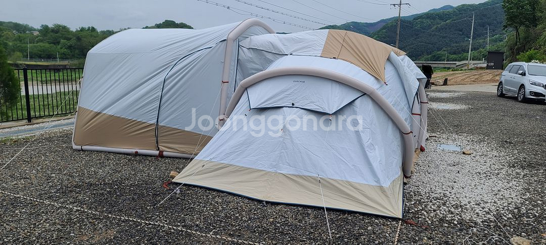 데카트론 에어텐트4.2+에어쉘터 팝니다.--2