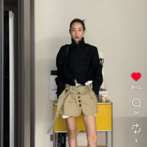 고걸 버튼 레이어 코튼 스커트