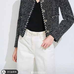 타임 울 블렌드 칼라리스 트위드 자켓