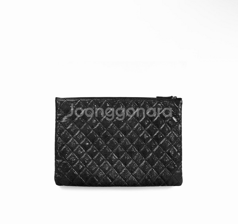 샤넬 여성 달라스 링클 은장 페이던트 클러치 블랙 라지--1