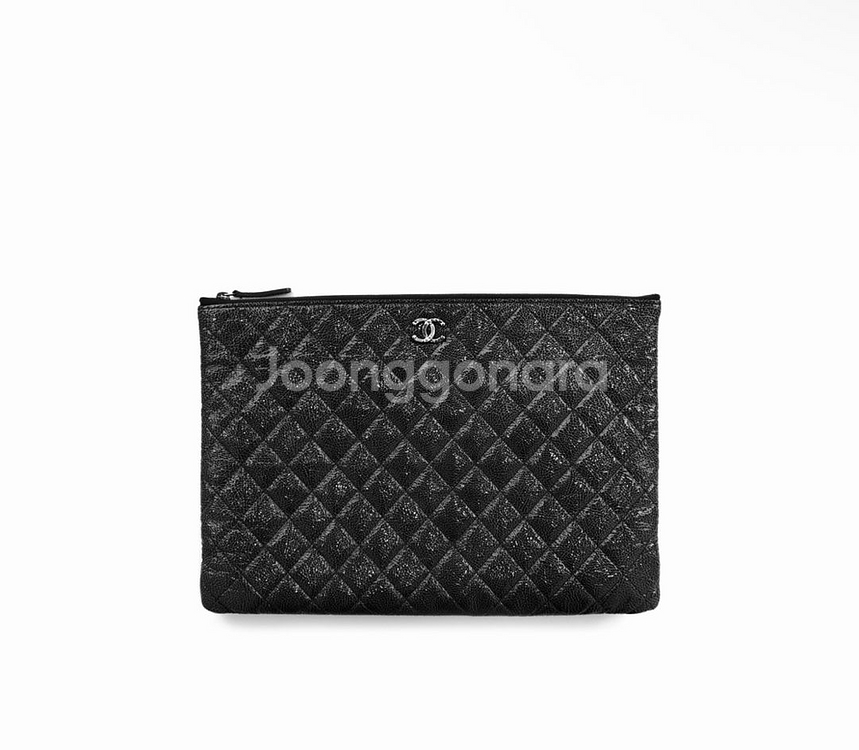 샤넬 여성 달라스 링클 은장 페이던트 클러치 블랙 라지--0