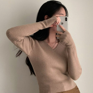 에이블리 워머 긴팔 겨울 니트(연베이지)