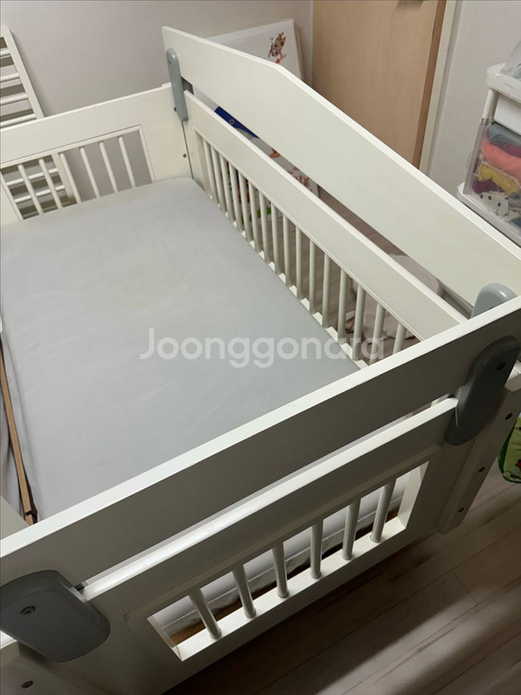 솜트리 토들러원목침대 아기 침대 화이트--1