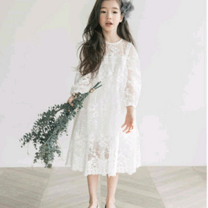여아 롱 화이트 원피스