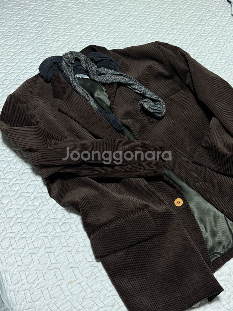 마리아노 코듀로이 스카프 디테일 자켓 L사이즈--1