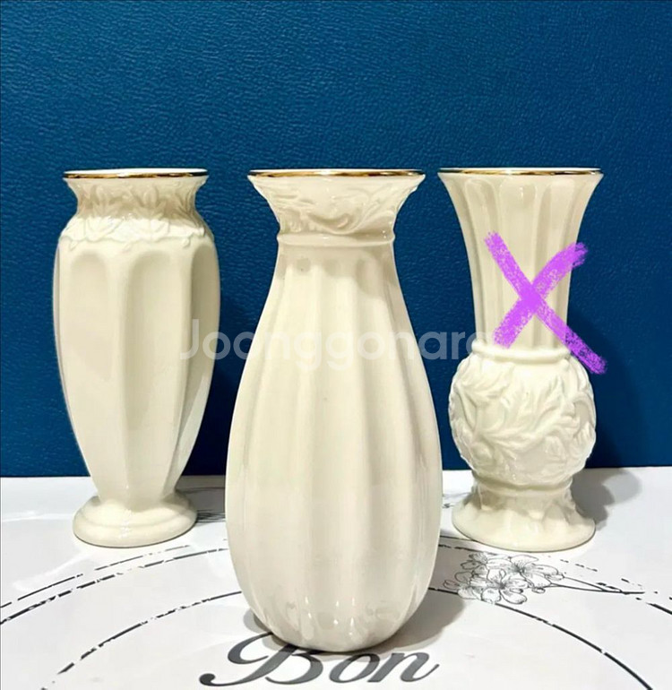 레녹스 아이보리 골드 트림 도자기 꽃병--1