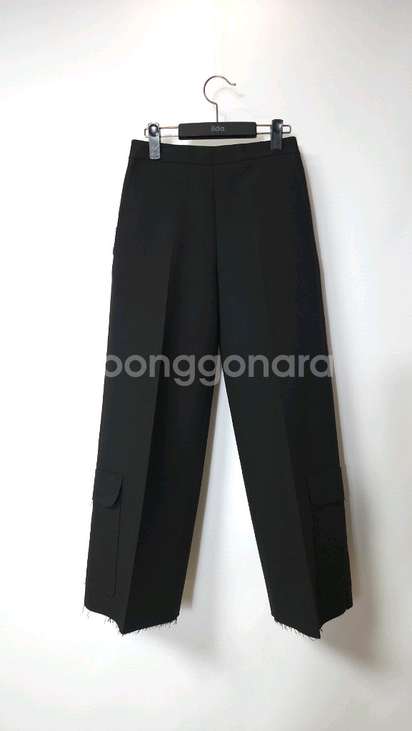 MSGM 엠에스지엠 블랙 와이드 프린지 카고 팬츠 40--0