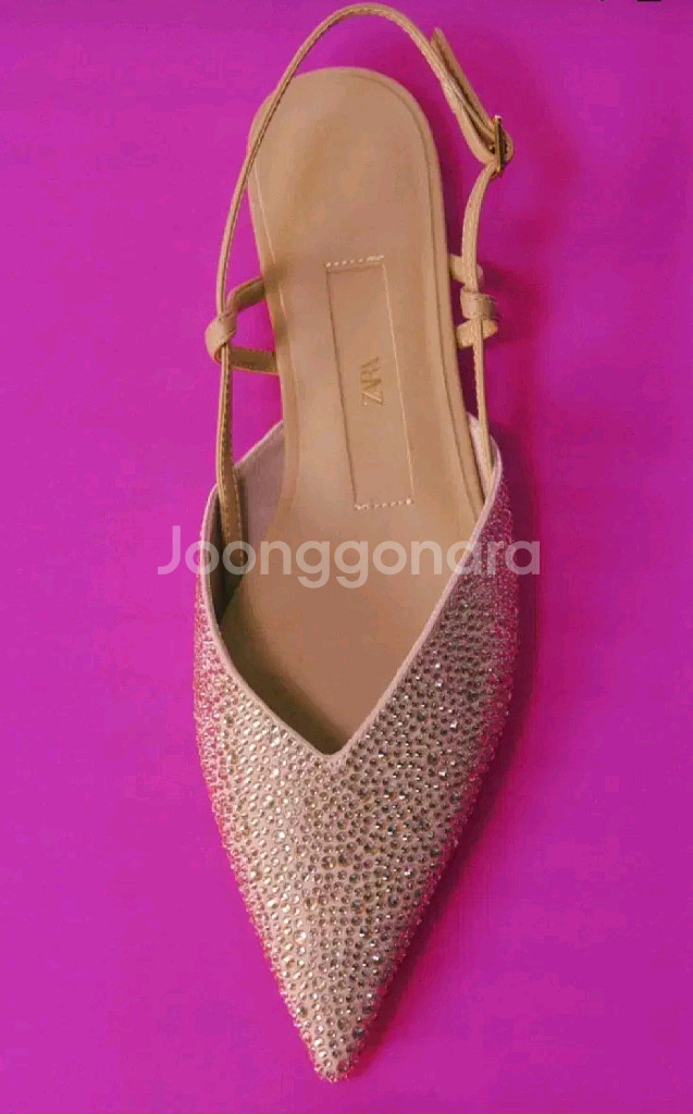 zara 자라 메탈릭 슬링백 발레리나 플랫슈즈 - 38--5