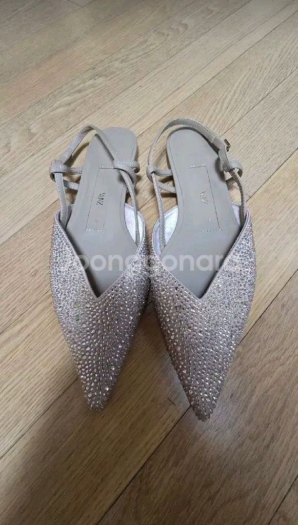 zara 자라 메탈릭 슬링백 발레리나 플랫슈즈 - 38--6