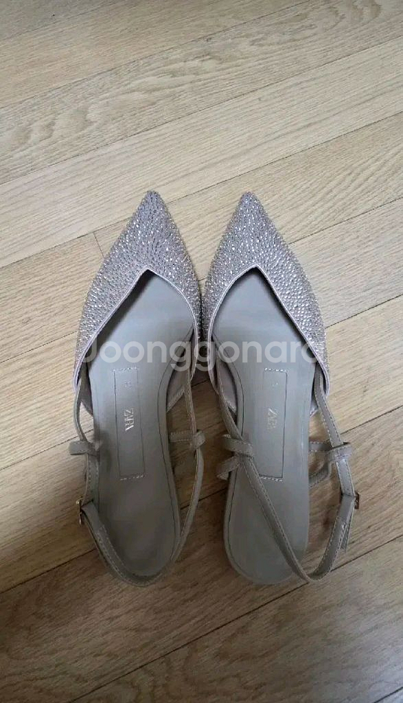 zara 자라 메탈릭 슬링백 발레리나 플랫슈즈 - 38--8