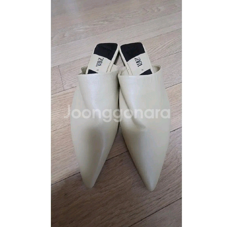 zara 자라 스틸레토 뮬 슬리퍼 -베이지, 38사이즈--0