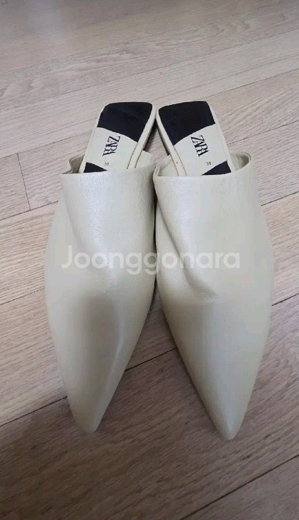 zara 자라 스틸레토 뮬 슬리퍼 -베이지, 38사이즈--1