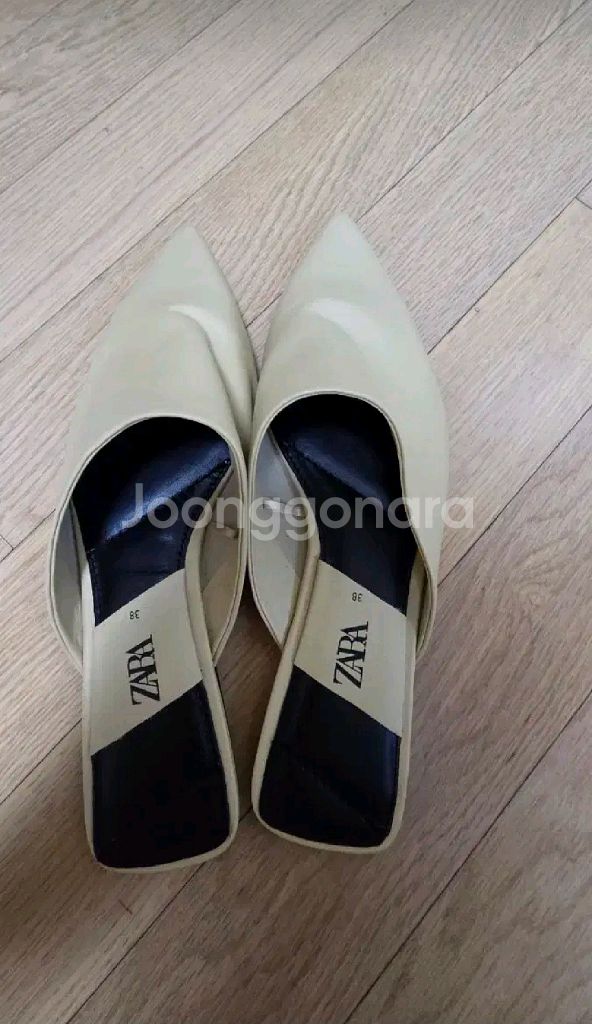 zara 자라 스틸레토 뮬 슬리퍼 -베이지, 38사이즈--3