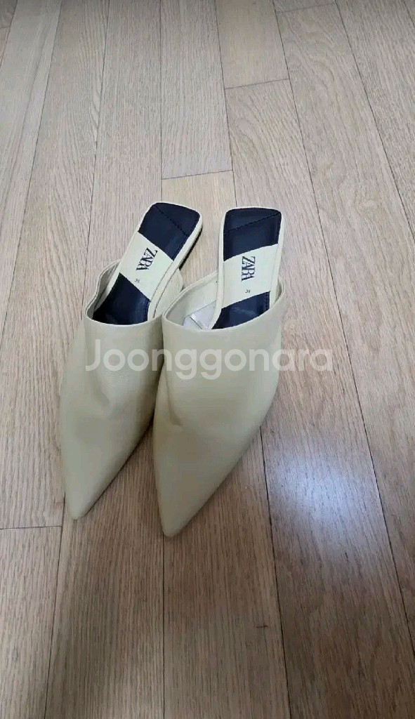 zara 자라 스틸레토 뮬 슬리퍼 -베이지, 38사이즈--2