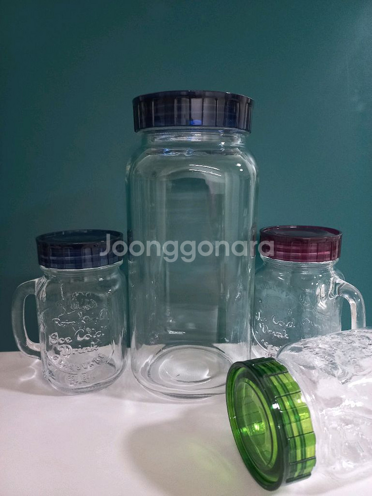 유리병 세트 500ml 3개 + 2L 1개 양념보관--1