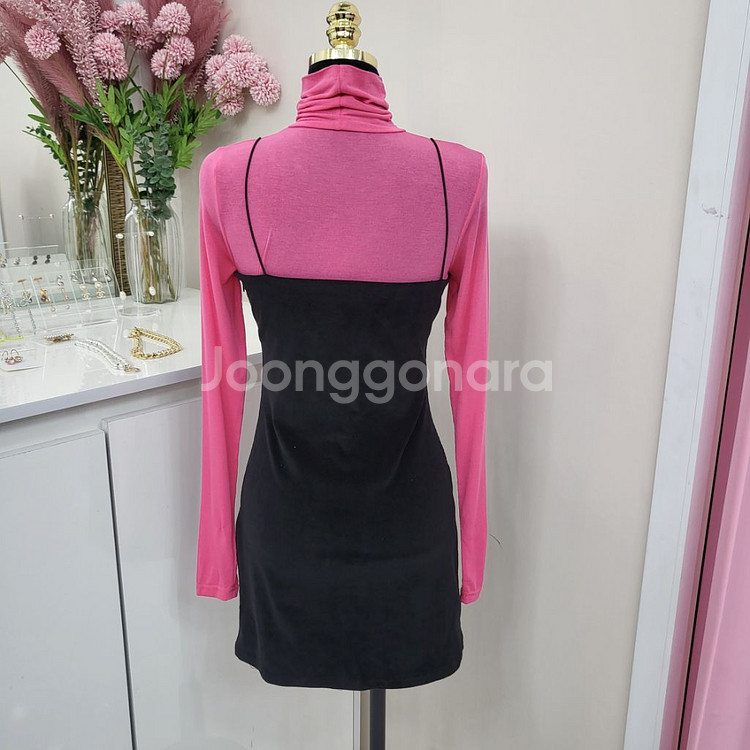 뷔스티에 레이어드 미니 원피스ㅡ무배--3