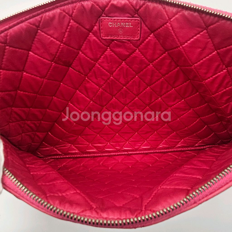 정품 샤넬 램스킨 라지 클러치백 (핑크)--9