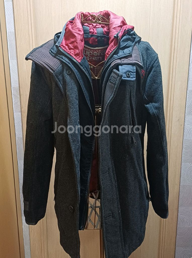 슈퍼드라이 Superdry Japan 울 후드 코트 S--2