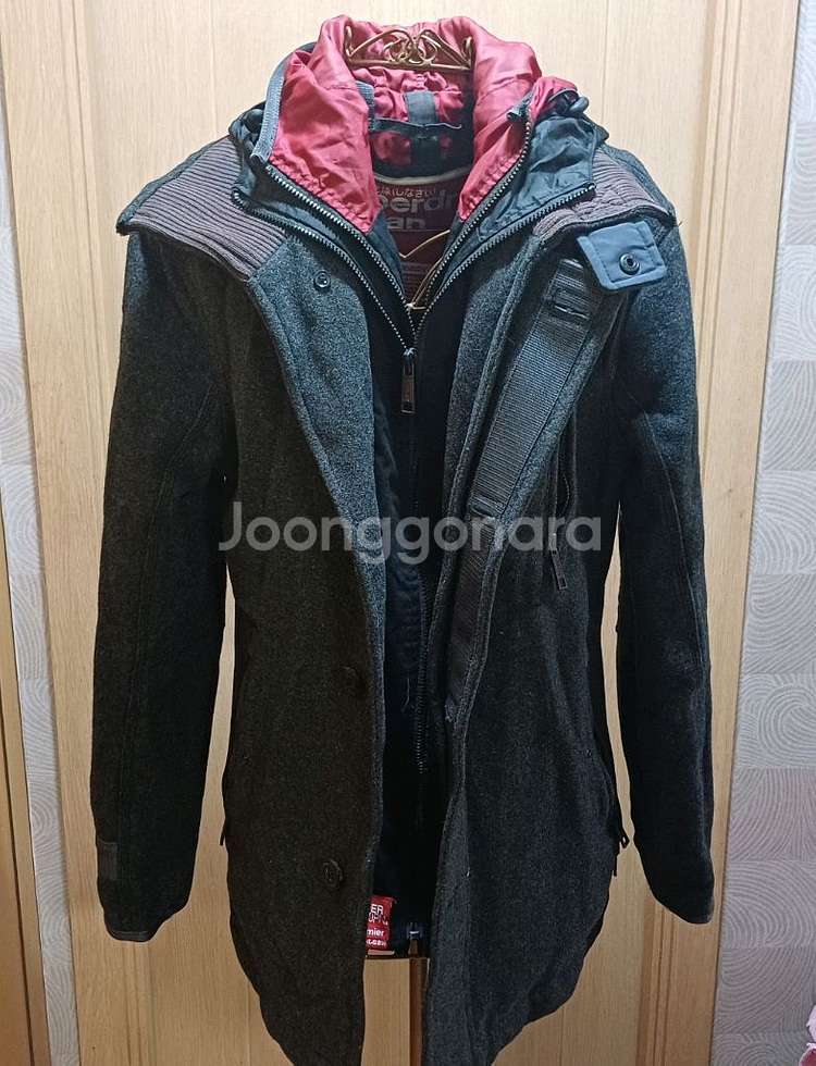 슈퍼드라이 Superdry Japan 울 후드 코트 S--1