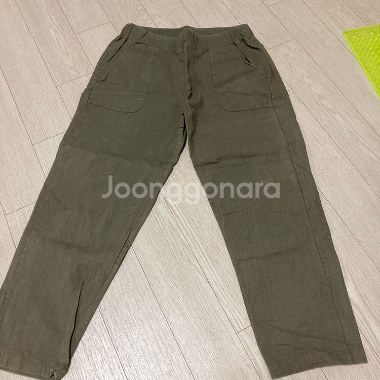 린넨 바지 카키색 여성용 팬츠 바지--0