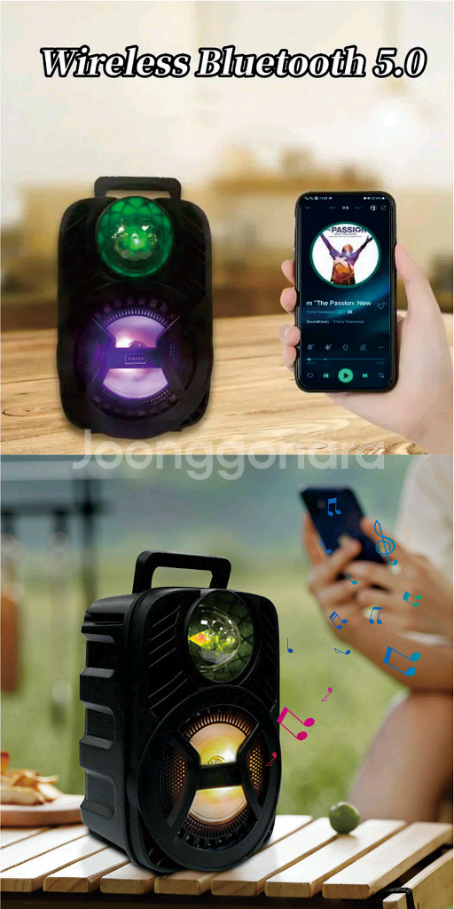 마이크 포함 야외 노래방 블루투스 스피커 BK-3383--5
