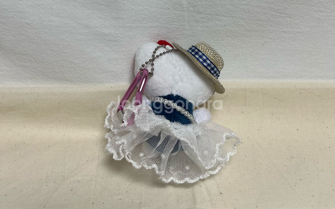 헬로키티 바캉스 밀짚 모자 레이스 진주 비즈 가방 키링--2