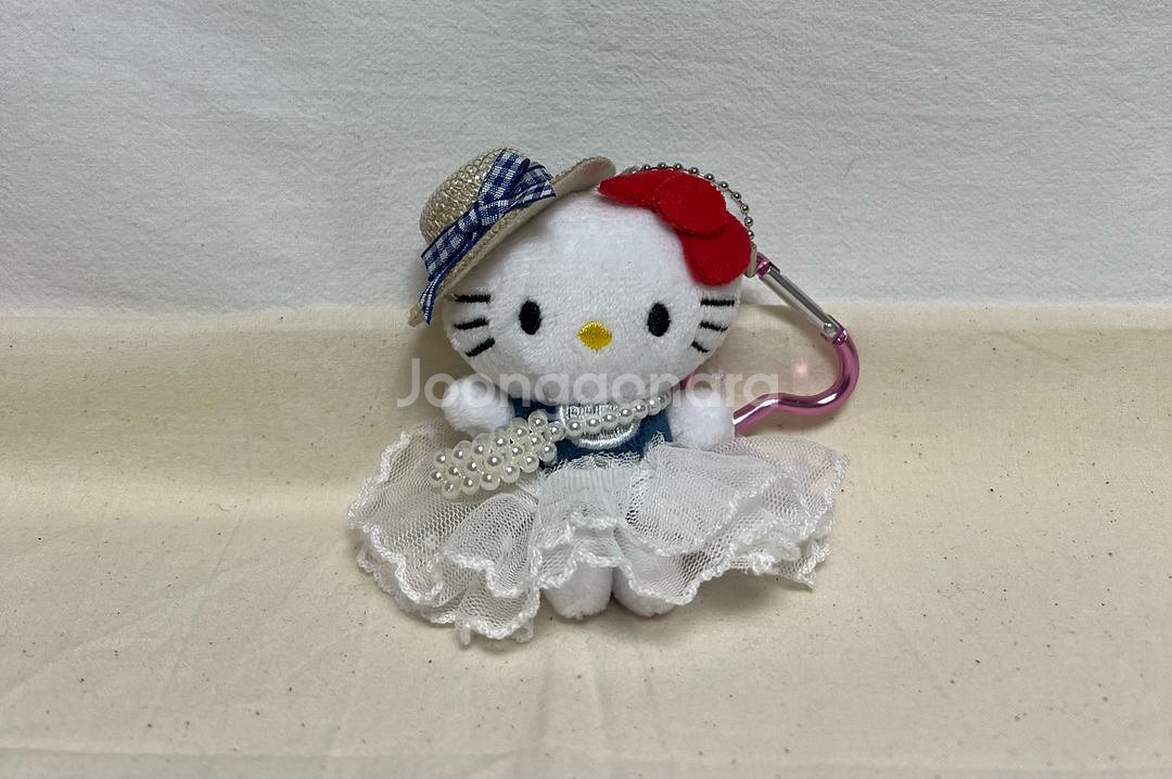 헬로키티 바캉스 밀짚 모자 레이스 진주 비즈 가방 키링--0